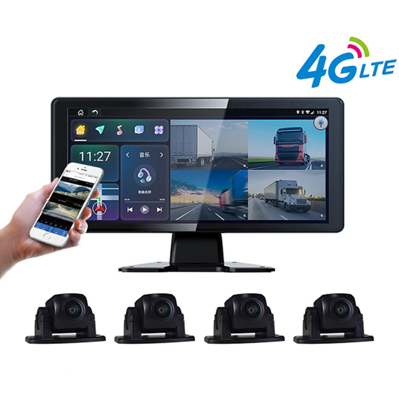 10.36 " Monitor DVR Driving Video Recorder Touch Screen GPS for RV Truck Bus + 4Pcs Rear View Backup Camera Fedex Express
