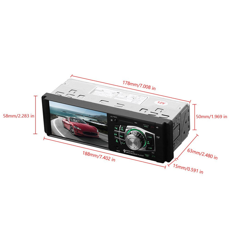 4.1 Inches HD 1DIN Bluetooth In-Dash Car Stereo Radio MP5 Player FM with Camera